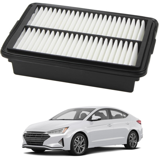 This engine air filter is compatible with Hyundai Elantra, Elantra GT, Kona, Veloster, Kia Forte, Forte 5